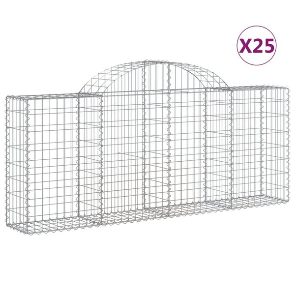 vidaXL Paniers à gabions arqués 25 Pièces 200x30x80/100 cm Fer galvanisé