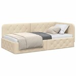 vidaXL Cadre de lit d'angle avec tête de lit Crème 100 x 200 cm tissu