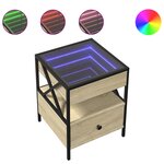 vidaXL Table de chevet avec LED infini chêne sonoma 40x40x51 cm