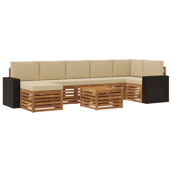 vidaXL Ensemble de canapés d'extérieur 8 pc Naturel et Beige