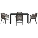 vidaXL Ensemble de salle à manger pour jardin 5 Pièces Marron Poly rotin