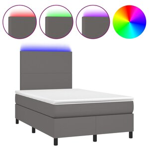 vidaXL Sommier à lattes de lit matelas LED gris 120x190 cm similicuir