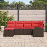 vidaXL Ensemble de canapé de jardin 6 Pièces Marron polyrotin