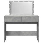 vidaXL Coiffeuse avec LED gris béton 100x40x120 cm