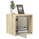 vidaXL Table de chevet avec porte en verre chêne sonoma 35x37x35 cm