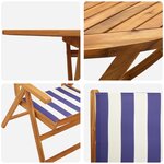 vidaXL Ensemble de Salle à Manger de Jardin 5 Pièces Bleu et Blanc en Bois Acacia