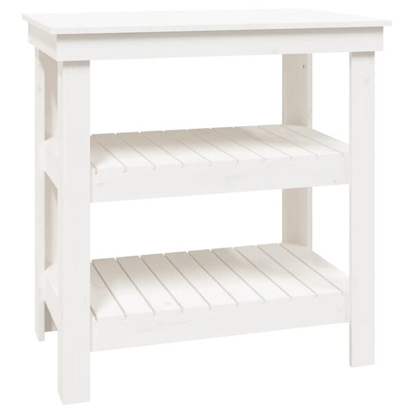 vidaXL Banc de travail Blanc 78 5x50x80 cm Bois de pin massif