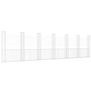 vidaXL Panier de gabion en forme de U avec 7 poteaux Fer 740x20x200 cm