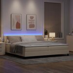 vidaXL Lit à ressorts avec matelas avec LED Crème 200 x 200 cm tissu