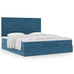 VidaXL Cadre de lit ottoman avec matelas bleu foncé 180x200 cm velours