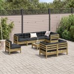 vidaXL Salon de jardin 9 Pièces avec coussins bois de pin imprégné