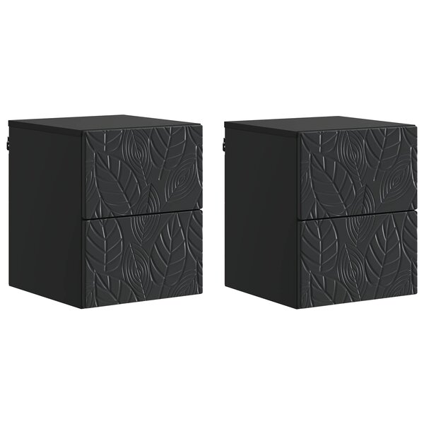 vidaXL Cabinet de chevet mural 2 Pièces Noir 34 5 x 33 x 40 cm