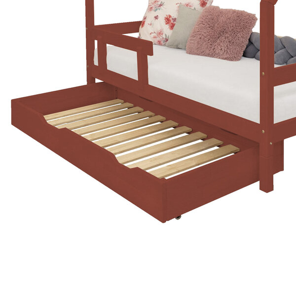 Tiroir de lit 120 x 180 avec sommier BUDDY - rouge brique
