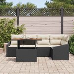 vidaXL Ensemble de canapé de jardin 6 Pièces Noir Poly rotin
