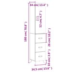 vidaXL Buffet haut Sonoma gris 34 5x34x180 cm Bois d'ingénierie