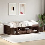 vidaXL Lit de jour avec tiroirs sans matelas chêne marron 100x200 cm