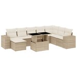 vidaXL Salon de jardin avec coussins 9 Pièces beige résine tressée