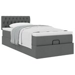 vidaXL Lit ottoman avec matelas gris foncé 90x200 cm tissu