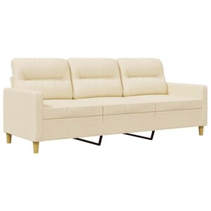 vidaXL Canapé à 3 places Crème 180 cm Tissu