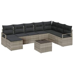 vidaXL Ensemble de canapé de jardin avec coussin 8 Pièces Gris clair