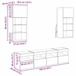 vidaXL Unités murales TV avec LED 5 Pièces Chêne noir 40 5 x 30 x 90 cm