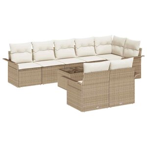 vidaXL Ensemble de canapé de jardin 9 Pièces Beige Poly rotin