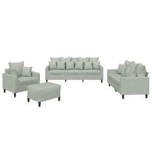 vidaXL Ensemble de canapés 4 Pièces avec coussins Gris clair Velours