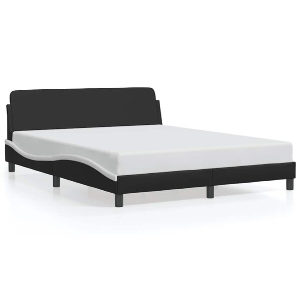 vidaXL Cadre de lit Dover noir et blanc 152x203 cm similicuir
