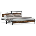vidaXL Cadre de lit en métal sans matelas chêne fumé 193x201 cm