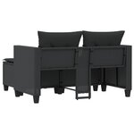 vidaXL Canapé de jardin 2 places avec tabourets noir résine tressée