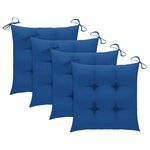 vidaXL Chaises de jardin et coussins bleu lot de 4 Bois de teck massif