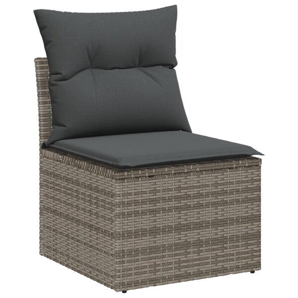 Ensemble de Canapé de Jardin de 5 Pièces avec Coussins Gris Poly Rattan