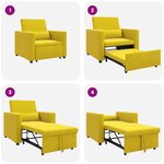 vidaXL Canapé Lit Simple Jaune 90 x 165 x 87 cm Velours