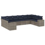 vidaXL Salon de jardin 10 Pièces avec coussins gris résine tressée