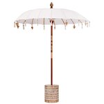 vidaXL Parasol balinais 260 Crème 180-190 cm Coton et bois massif