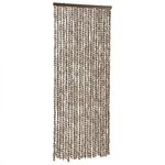 vidaXL Rideau anti-mouches taupe et blanc 100x230 cm chenille