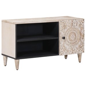 vidaXL Meuble TV Blanc 80 x 31 5 x 46 cm Bois de mangue massif