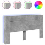 vidaXL Armoire tête de lit avec LED gris béton 180x16 5x103 5 cm