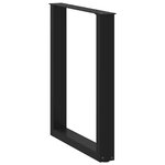 vidaXL Pieds de table à manger en U 3 pièces Noir 70 x (72-73) cm Acier