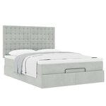 vidaXL Cadre de lit ottoman avec matelas gris clair 140x200 cm velours