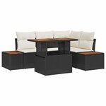 vidaXL Ensemble de canapé de jardin 5 Pièces Noir Poly rotin