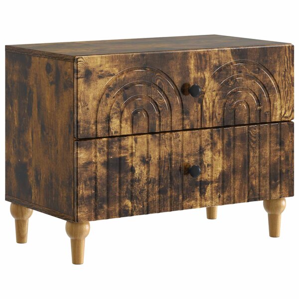 vidaXL Cabinet de chevet avec tiroir Chêne fumé 62 x 34 5 x 48 cm