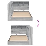 vidaXL Lit bibliothèque gris Sonoma 100x200 cm en bois d'ingénierie