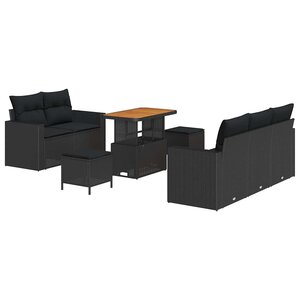 vidaXL Ensemble de canapé de jardin 8 Pièces Noir polyrotin