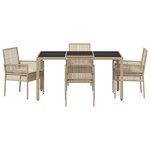 vidaXL Ensemble de salle à manger pour jardin 5 Pièces Beige Poly rotin