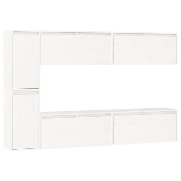 vidaXL Meubles TV 6 Pièces Blanc Bois massif de pin
