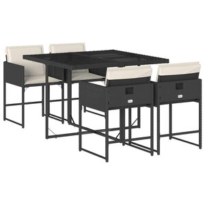 vidaXL Ensemble à manger de jardin coussins 5Pièces Noir Résine tressée