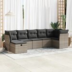 vidaXL Salon de jardin avec coussins 7 Pièces gris résine tressée