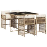 vidaXL Ensemble à manger de jardin avec coussins 5Pièces Beige poly rotin