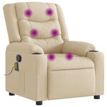 vidaXL Fauteuil de massage inclinable Crème Tissu